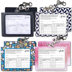 4 Pack Fashionable Vaccine Card Protector (Black, Checkered, Polka Dot, Pink)