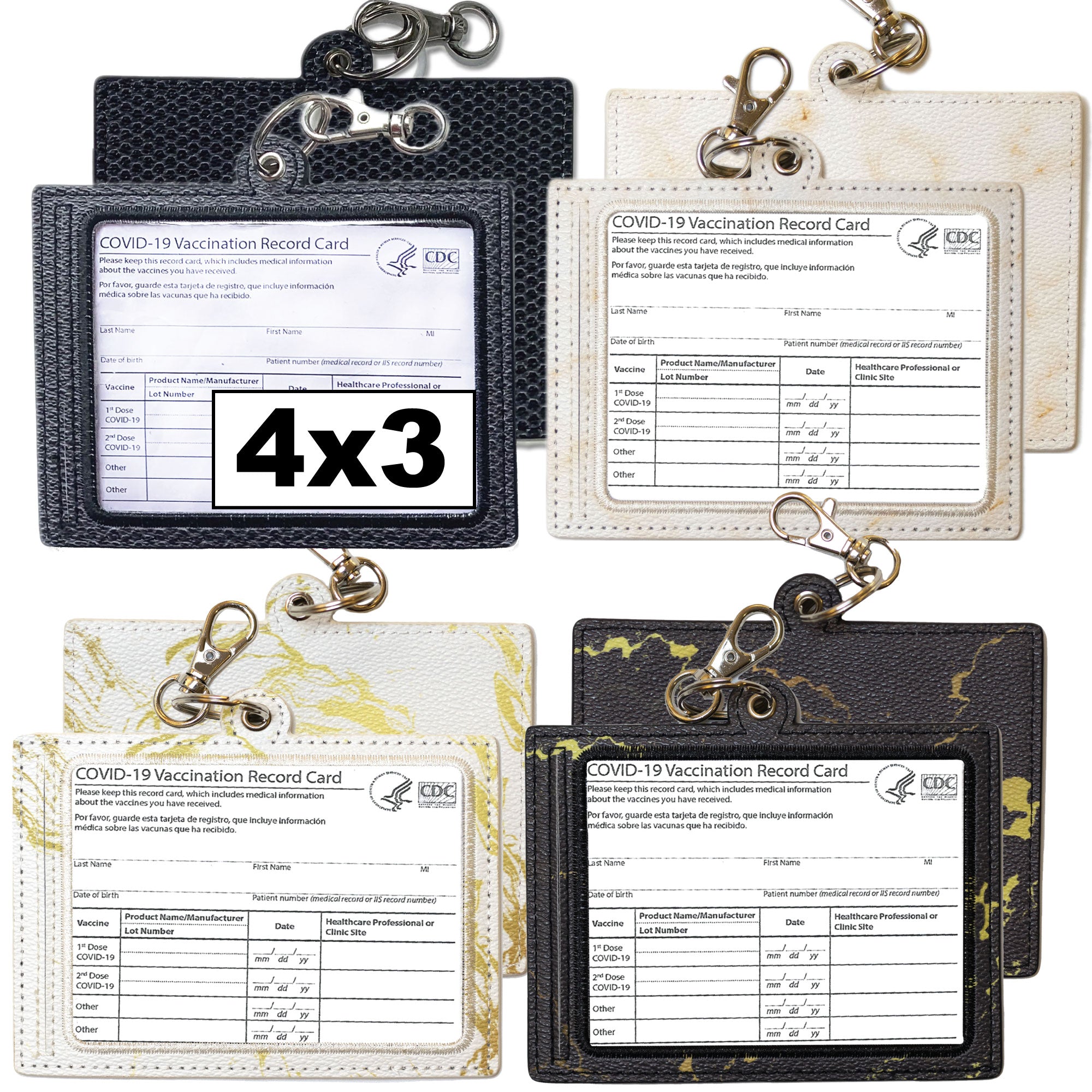 4 Pack Vaccine Card Protector (Black & White Variety)