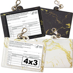 2 Pack Vaccine Card Protector (Black & White Marble)