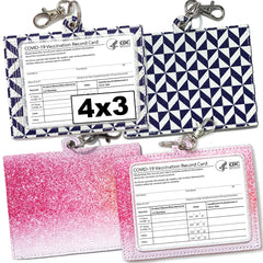 2 Pack Fashionable Vaccine Card Holder (Checkered and Pink)