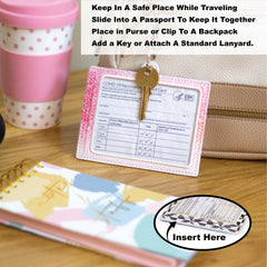 2 Pack Fashionable Vaccine Card Holder (Checkered and Pink)